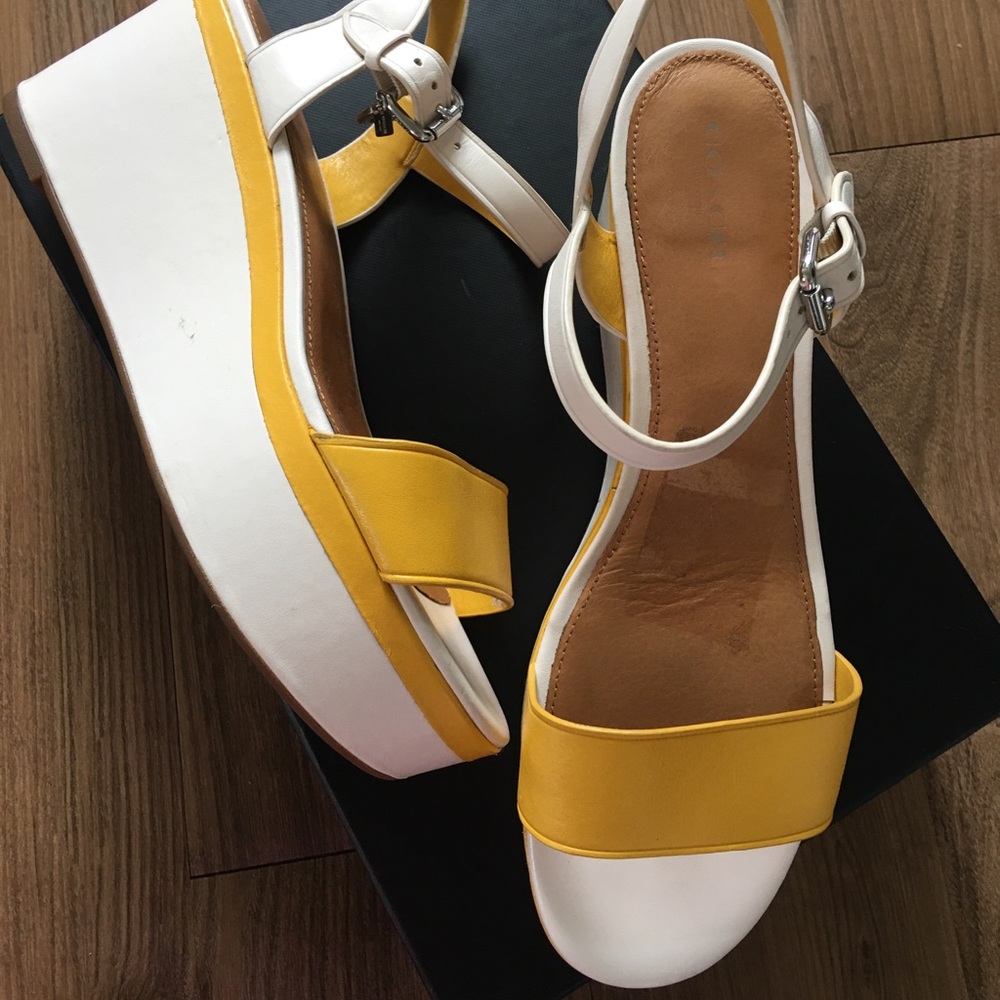 COACH Platform/Wedge Sandals - Yellow & Creme - Picture 3 of 7